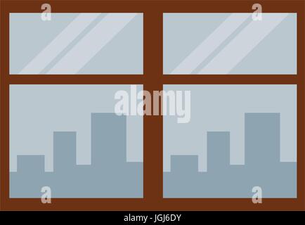 window cityscape window framed urban buildings view Stock Vector