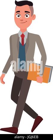 young man worker employee holding document Stock Vector