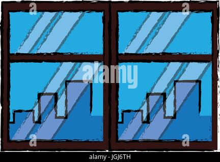 window cityscape window framed urban buildings view Stock Vector