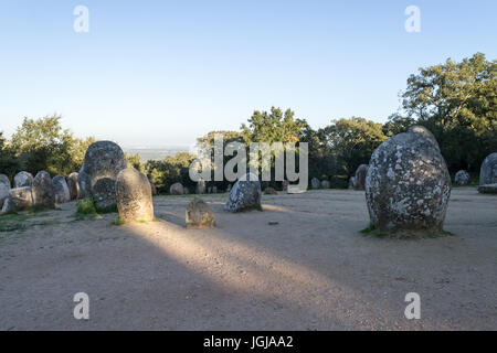 Almendres cromlech in Portugal is one of the largest monolithic complexes in Europe Stock Photo