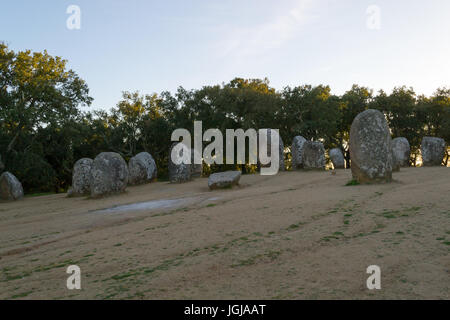 Almendres cromlech in Portugal is one of the largest monolithic complexes in Europe Stock Photo