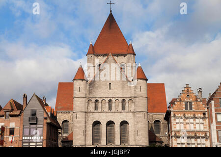 Church of Saint Quentin in the Grand Place of Tournai, Wallonia, Belgium. Stock Photo