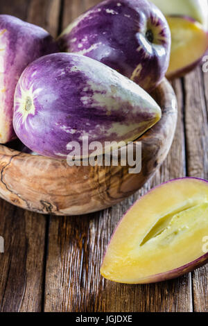 South American fruit sweet cucumber. Pepino dulce or pepino melon Stock Photo