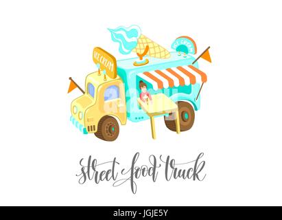 street food truck with ice cream Stock Vector