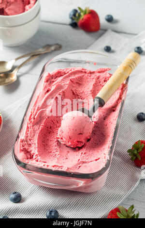 Sweet Homemade Berry Ice Cream Ready to Eat Stock Photo