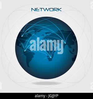 network globe social connections with date information Stock Vector