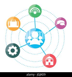 network globe social connections with date information Stock Vector
