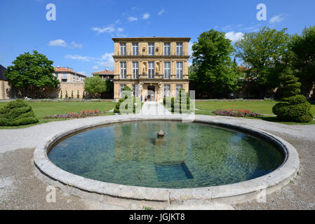 Pavillon Vendome or Pavillon de Vendôme (1665-67) Historic House or Bastide and Fountain in Formal Gardens Aix-en-Provence Provence France Stock Photo