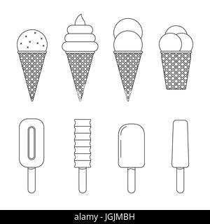 Ice cream line icons Stock Vector