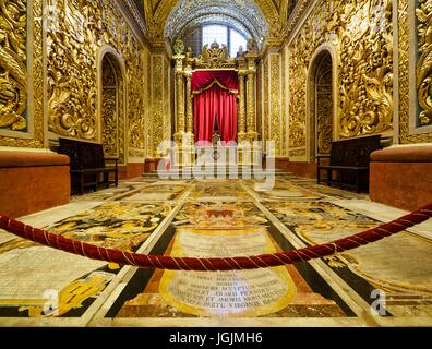 Interior view of St. John's Co-Cathedral at the capital Valletta / Malta. Stock Photo