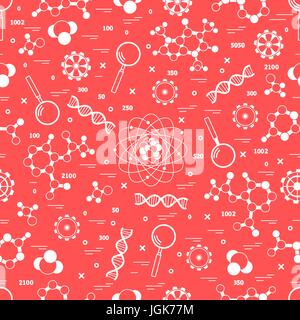 Seamless pattern with variety scientific, education elements. Design for banner, poster or print. Stock Vector