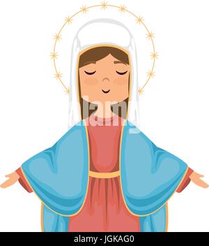 cartoon virgin mary icon over white background colorful design vector illustration Stock Vector