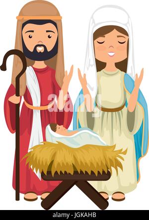 virgin mary and saint joseph icon over white background colorful design  vector illustration Stock Vector