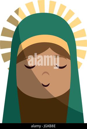 cartoon virgin mary icon over white background colorful design vector illustration Stock Vector