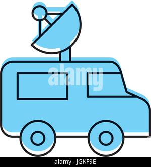 van with antena satelite isolated icon Stock Vector