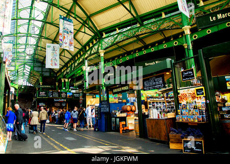 UK, London - April 08, 2015: Unidentified people visit Borough Market in London Stock Photo