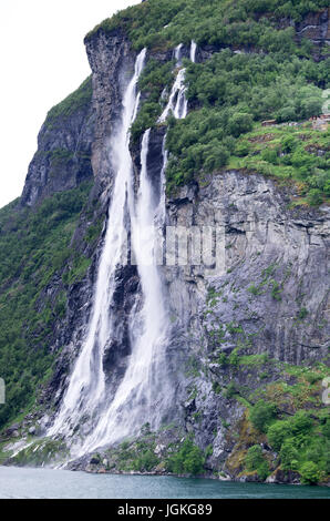 Seven Sisters, the 39th tallest waterfall in Norway Stock Photo