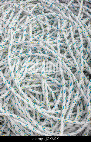 Fishermen's ropes on the quayside at Newquay harbour, Cornwall ...