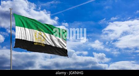 Afghanistan flag waving on a blue sky background. 3d illustration Stock Photo