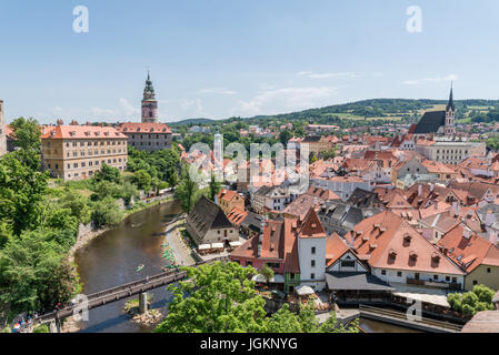 Czech Krumlov from above in the summer Stock Photo