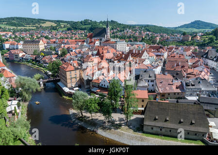 Czech Krumlov from above in the summer Stock Photo