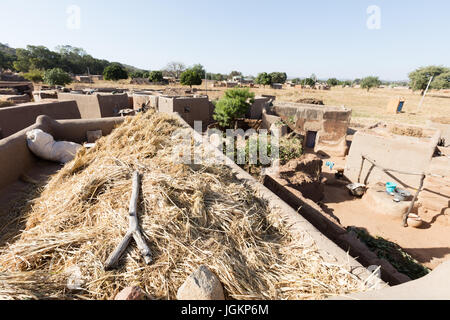 Tiebelè, the royal court made by painted kassena houses, Burkina Faso Stock Photo