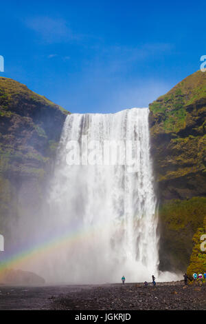 Skógafoss waterfall, rainbow, Skogar, Southern Region, Iceland Stock ...