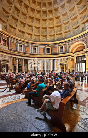 Inside the Pantheon former Roman Temple, now a church of St. Mary and the Martyrs (Chiesa Santa Maria dei Martiri), Rome, Italy.