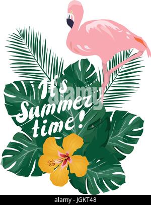 summer time holiday flamingo poster vector illustration Stock Vector ...