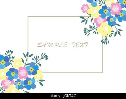 vector illustration of floral business card template with forget-me-not flowers Stock Vector