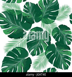 vector illustration of tropical palm leaves background Stock Vector