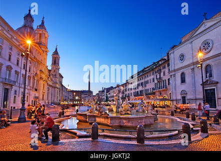 Fontana del Moro(Moor fountain), Piazza Navona, Rome, Italy Stock Photo