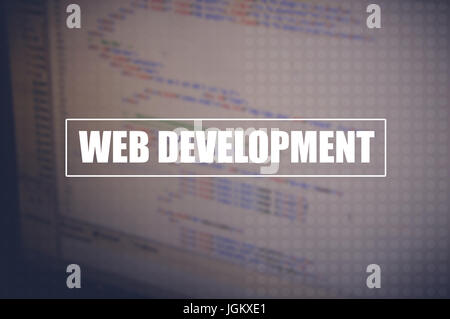 web development with code on screen blurring background Stock Photo