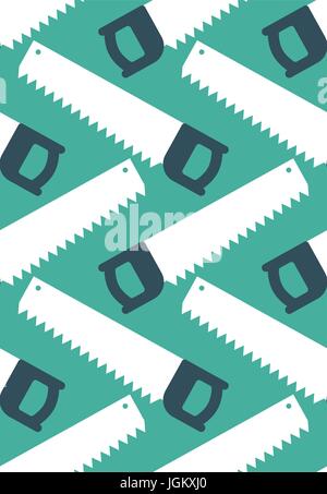 Saw seamless pattern. Locksmith tool ornament. Industry background Stock Vector