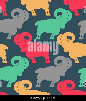 ram pattern. flock of sheep ornament. Farm Animal Background Stock Vector