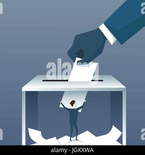 Hand Putting Paper In Ballot Box During Voting Stock Vector