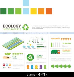 Ecology Infographic Banner Recycle Waste Sorting Garbage Concept Environmental Protection Stock Vector