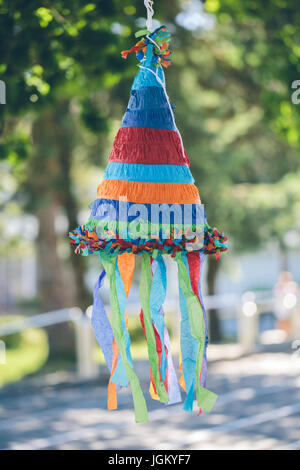 colorful cone shaped pinata Stock Photo