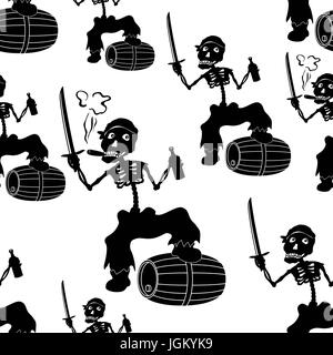 Jolly Roger Skeleton Seamless Stock Vector