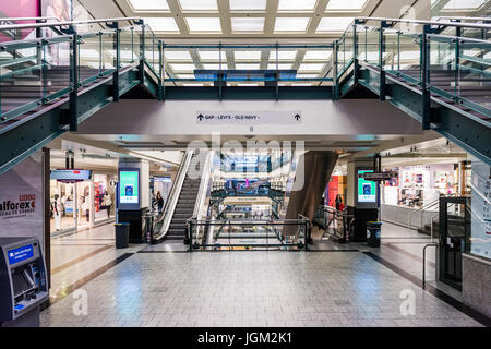 Montreal, Canada - May 26, 2017: Underground city shopping mall with GAP store in downtown area in Quebec region Stock Photo