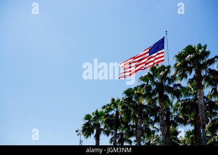 American flag floating in the wind Stock Photo