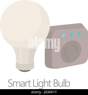 Smart light bulb icon, cartoon style Stock Vector