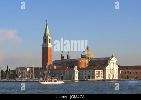 Europe, Italy, Venice, Canale grandee, San Gorgio Maggiore, lagoon, steeple, island, boat, boats, bridge, bridge, gondola, gondolas, town, lane, lanes Stock Photo