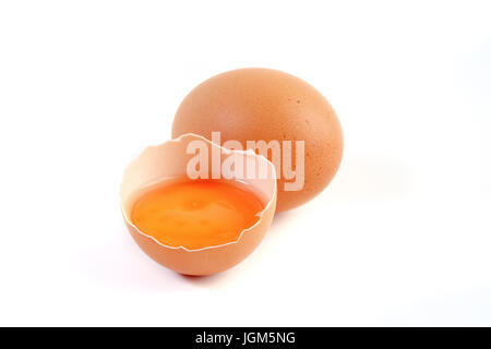 Chicken eggs on white background Stock Photo