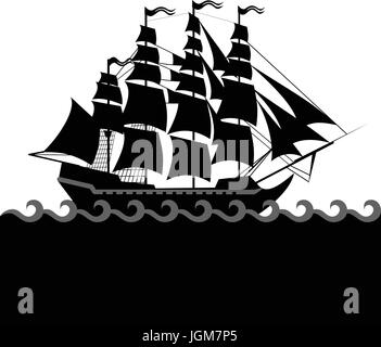 Vector ships set with separate editable elements. Stock Vector