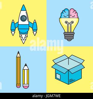 set creative process with ideas icons design Stock Vector