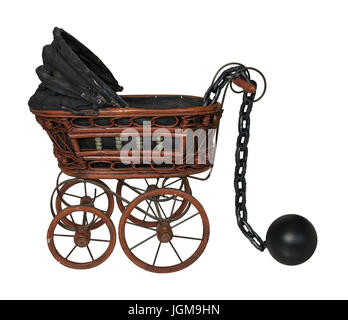 Large metal ball and chain with Bassinet - path included Stock Photo