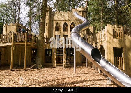 The large wooden play castle at Lowther Castle, Cumbria Stock Photo