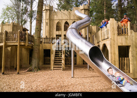 The large wooden play castle at Lowther Castle, Cumbria Stock Photo