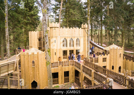 The large wooden play castle at Lowther Castle, Cumbria Stock Photo